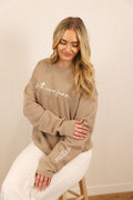 Faith Over Fear Crewneck Sweatshirt >> Tan